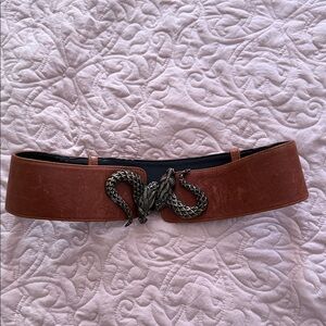 Elegant Brown Belt with Dragon Buckle